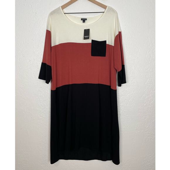 Torrid Rust Colorblock Mini Jersey Tee Shirt Dress NWT Plus Size 1 - Picture 2 of 4